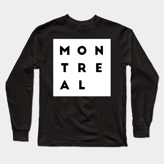 Montreal | White square, black letters | Canada Long Sleeve T-Shirt by Classical